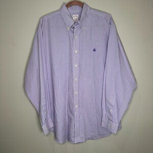Brooks Brothers 1818 The Original Polo Shirt Large Long Sleeve Purple Check